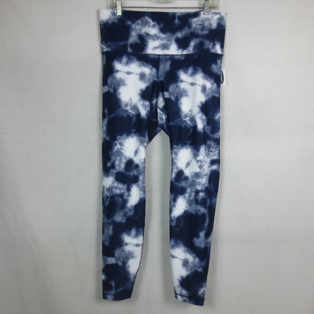 NEW Old Navy Active Yoga Pants Blue White Tie Dye Go Dry Stretch Plus Size 1X